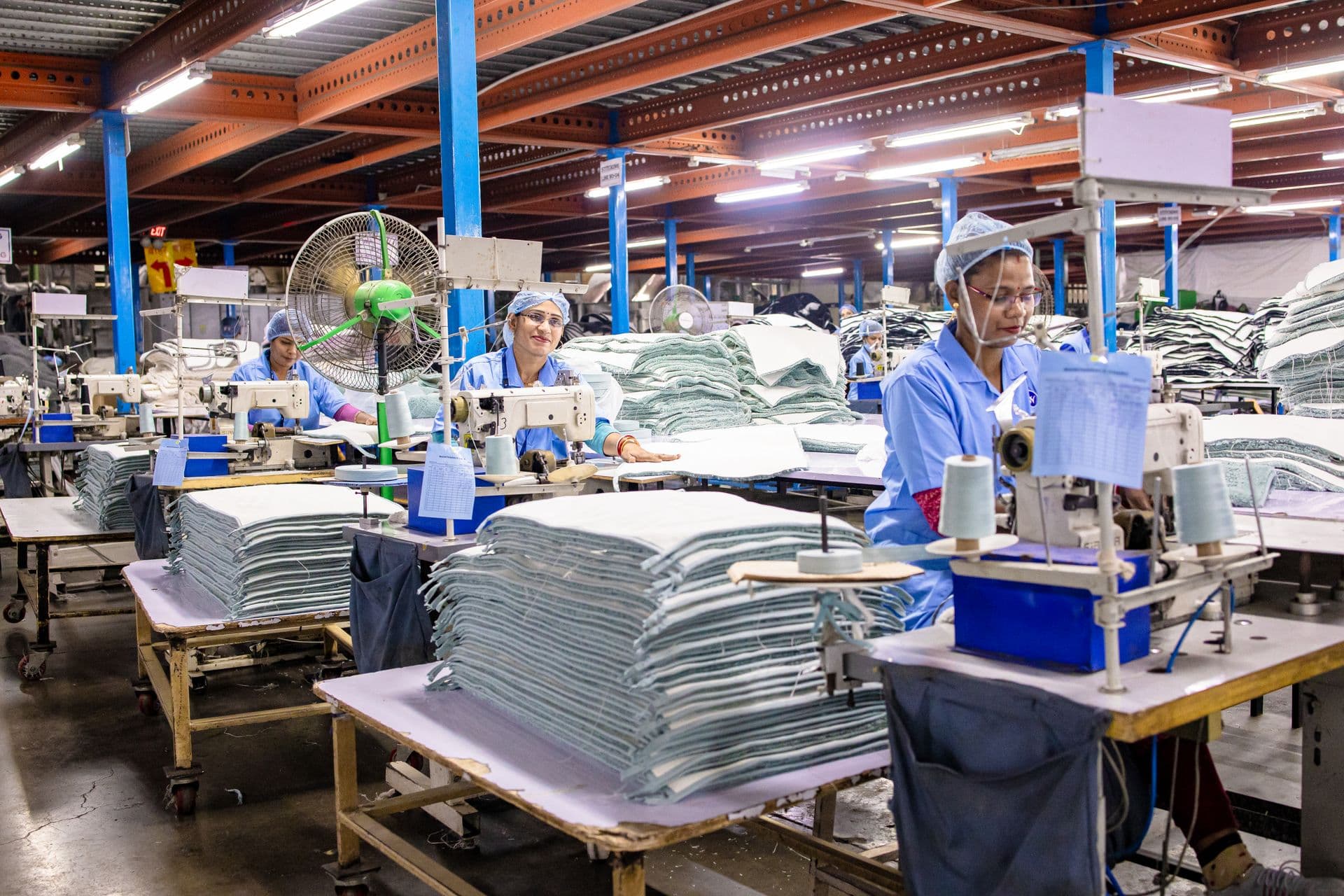 Workers on the garment production floor