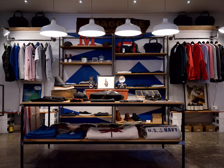 Clothing racks inside a retail store